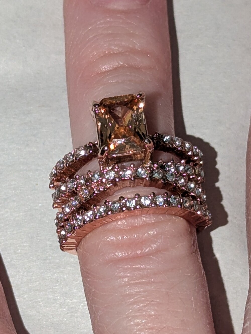 Rose Gold Champagne Blingy Ring Size 6
